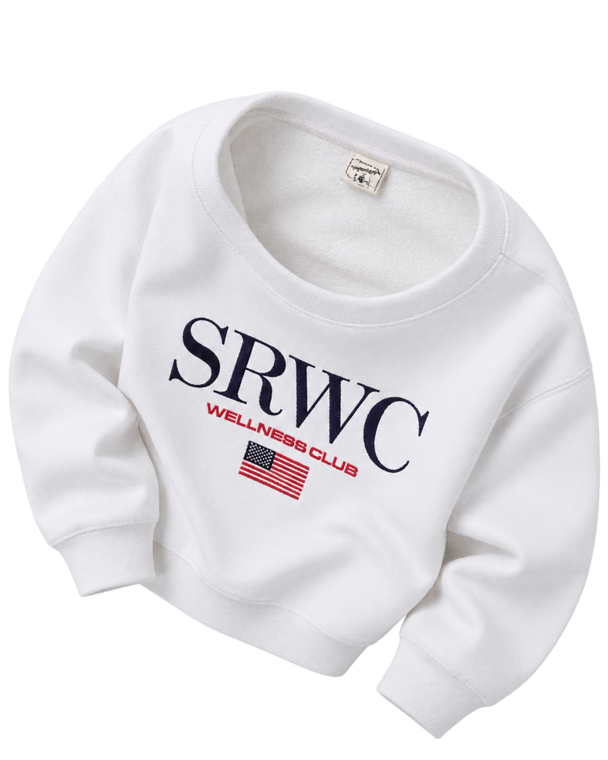 Nautical Embroidered Crewneck - White/Navy/Ruby