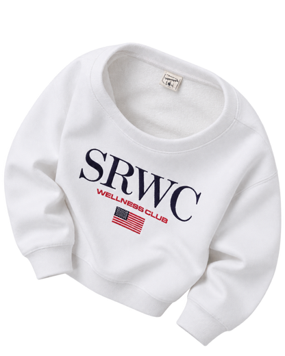 Nautical Embroidered Crewneck - White/Navy/Ruby