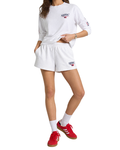 Nautical Embroidered Disco Short - White