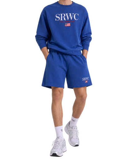 Nautical Embroidered Gym Short - Team Blue/White