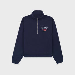 Nautical Embroidered Quarter Zip - Navy