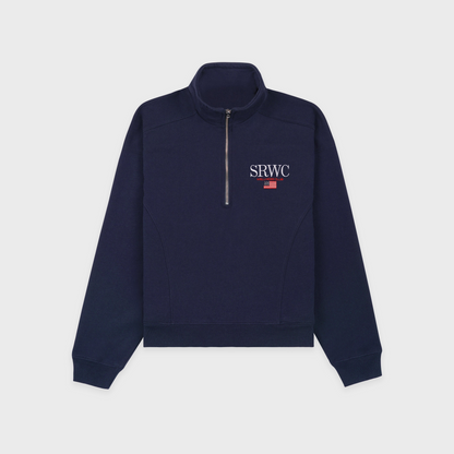 Nautical Embroidered Quarter Zip - Navy