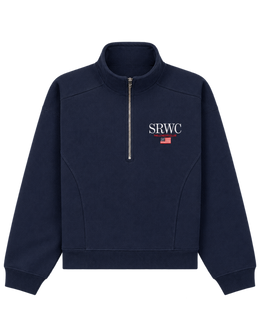 Nautical Embroidered Quarter Zip - Navy