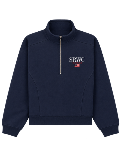 Nautical Embroidered Quarter Zip - Navy