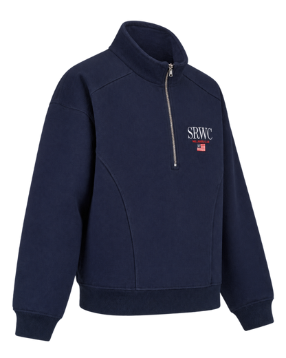 Nautical Embroidered Quarter Zip - Navy