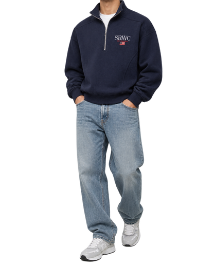 Nautical Embroidered Quarter Zip - Navy