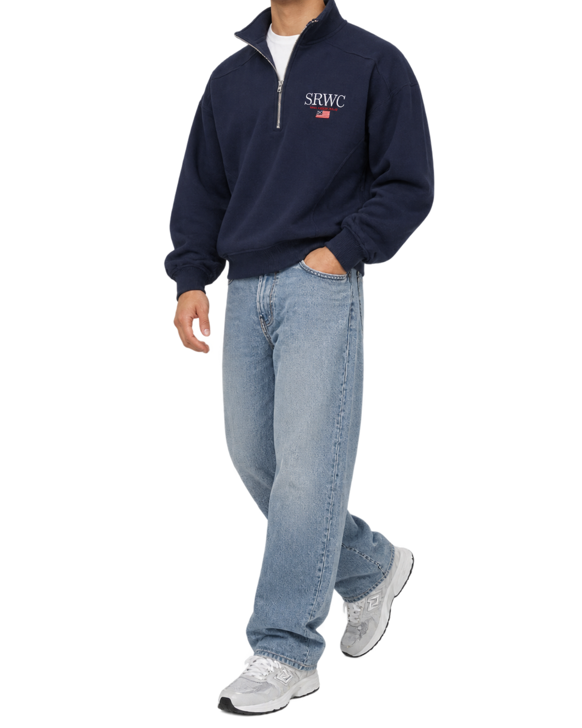 Nautical Embroidered Quarter Zip - Navy