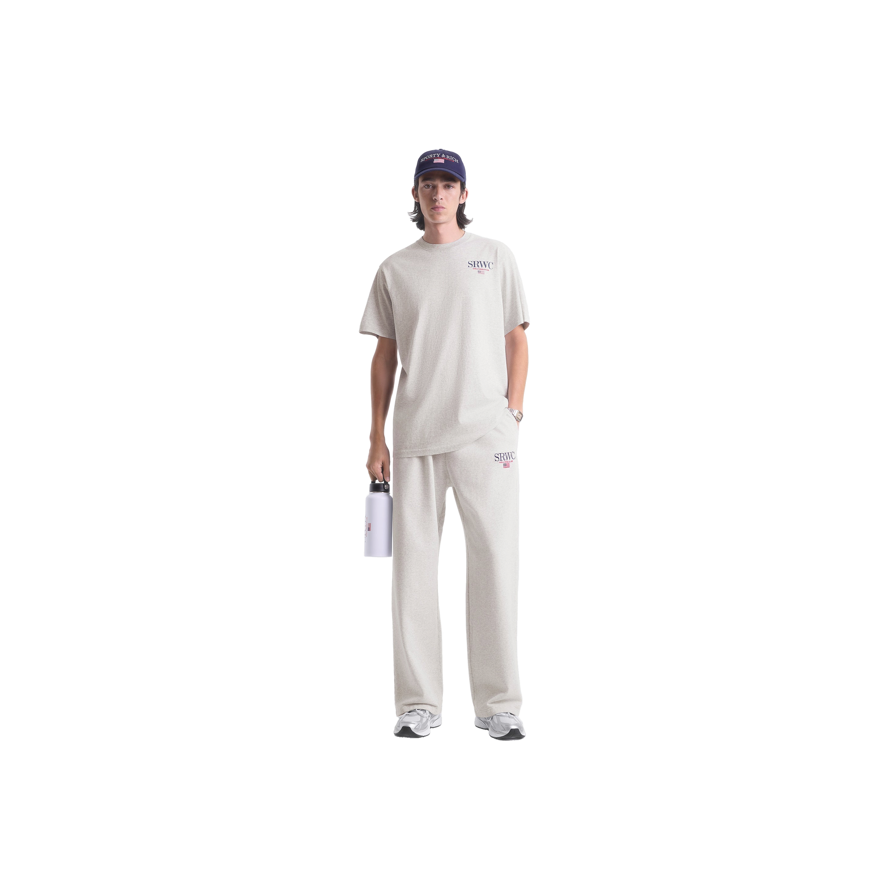 Nautical Embroidered Wide Sweatpant - Heather Gray