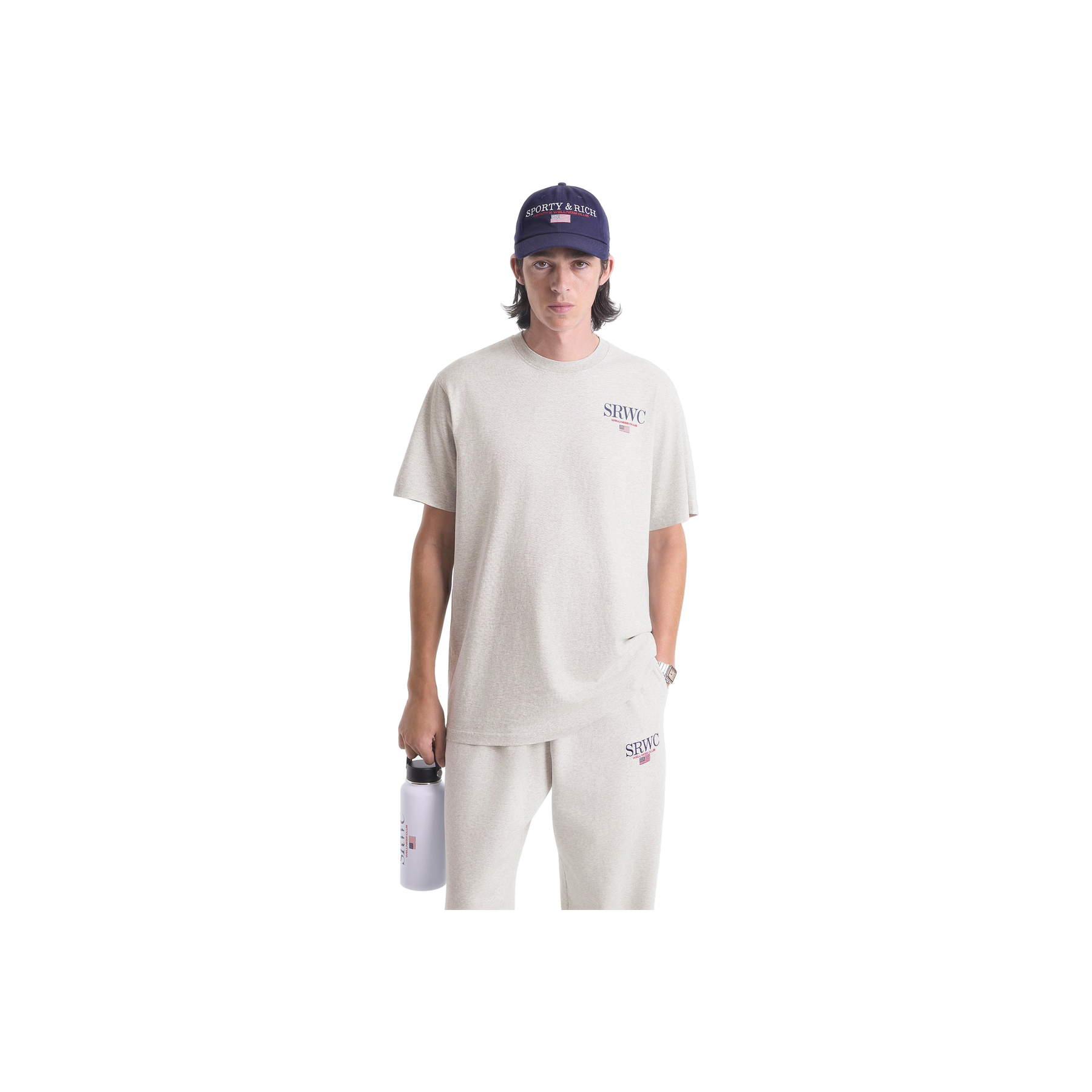 Nautical Embroidered Wide Sweatpant - Heather Gray