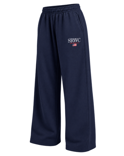 Nautical Embroidered Wide Sweatpant - Navy/White