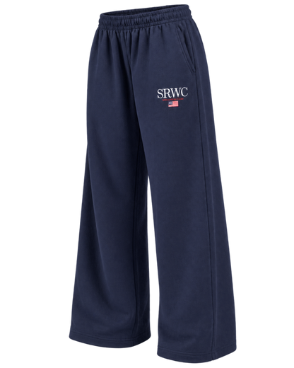 Nautical Embroidered Wide Sweatpant - Navy/White