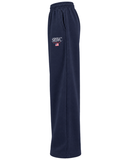 Nautical Embroidered Wide Sweatpant - Navy/White