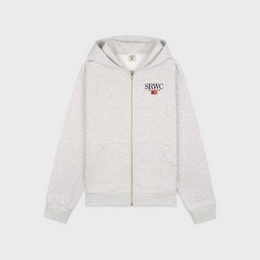 Nautical Embroidered Zip Hoodie - Heather Gray/Navy