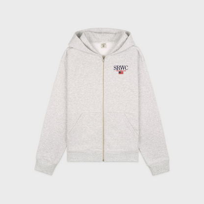 Nautical Embroidered Zip Hoodie - Heather Gray/Navy