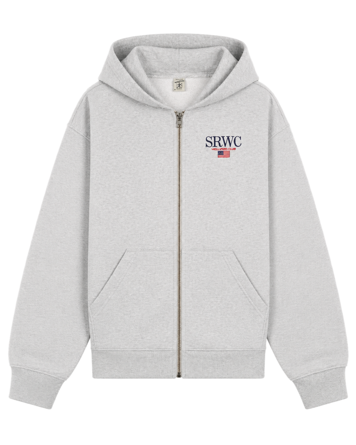 Nautical Embroidered Zip Hoodie - Heather Gray/Navy