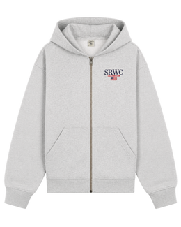 Nautical Embroidered Zip Hoodie - Heather Gray/Navy