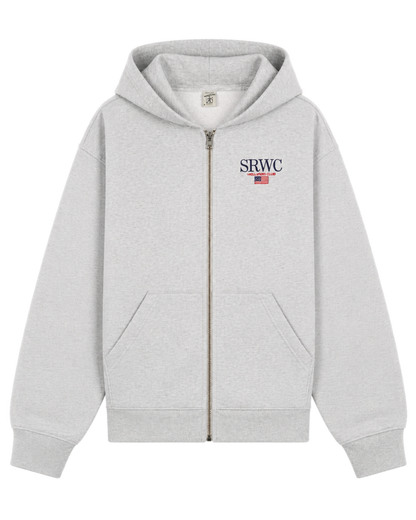 Nautical Embroidered Zip Hoodie - Heather Gray/Navy