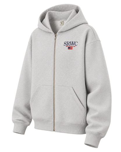 Nautical Embroidered Zip Hoodie - Heather Gray/Navy