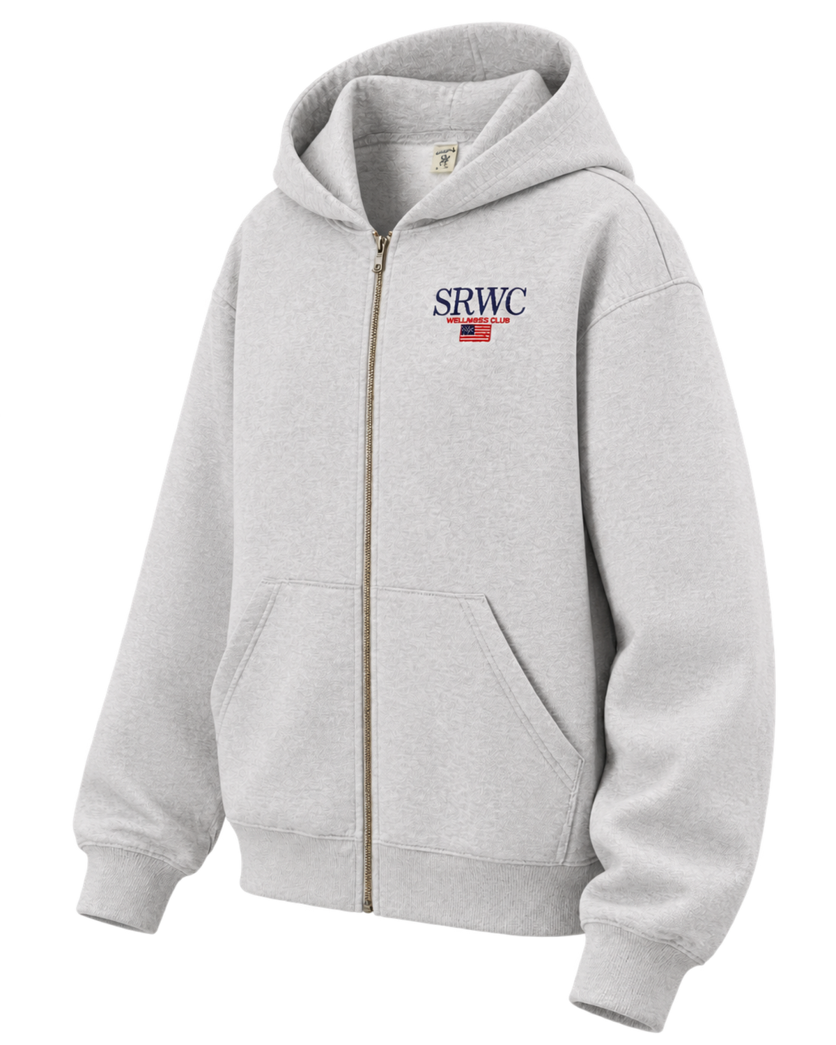 Nautical Embroidered Zip Hoodie - Heather Gray/Navy