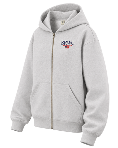Nautical Embroidered Zip Hoodie - Heather Gray/Navy