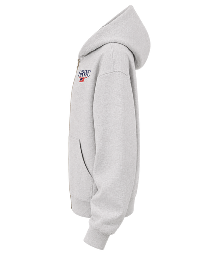 Nautical Embroidered Zip Hoodie - Heather Gray/Navy