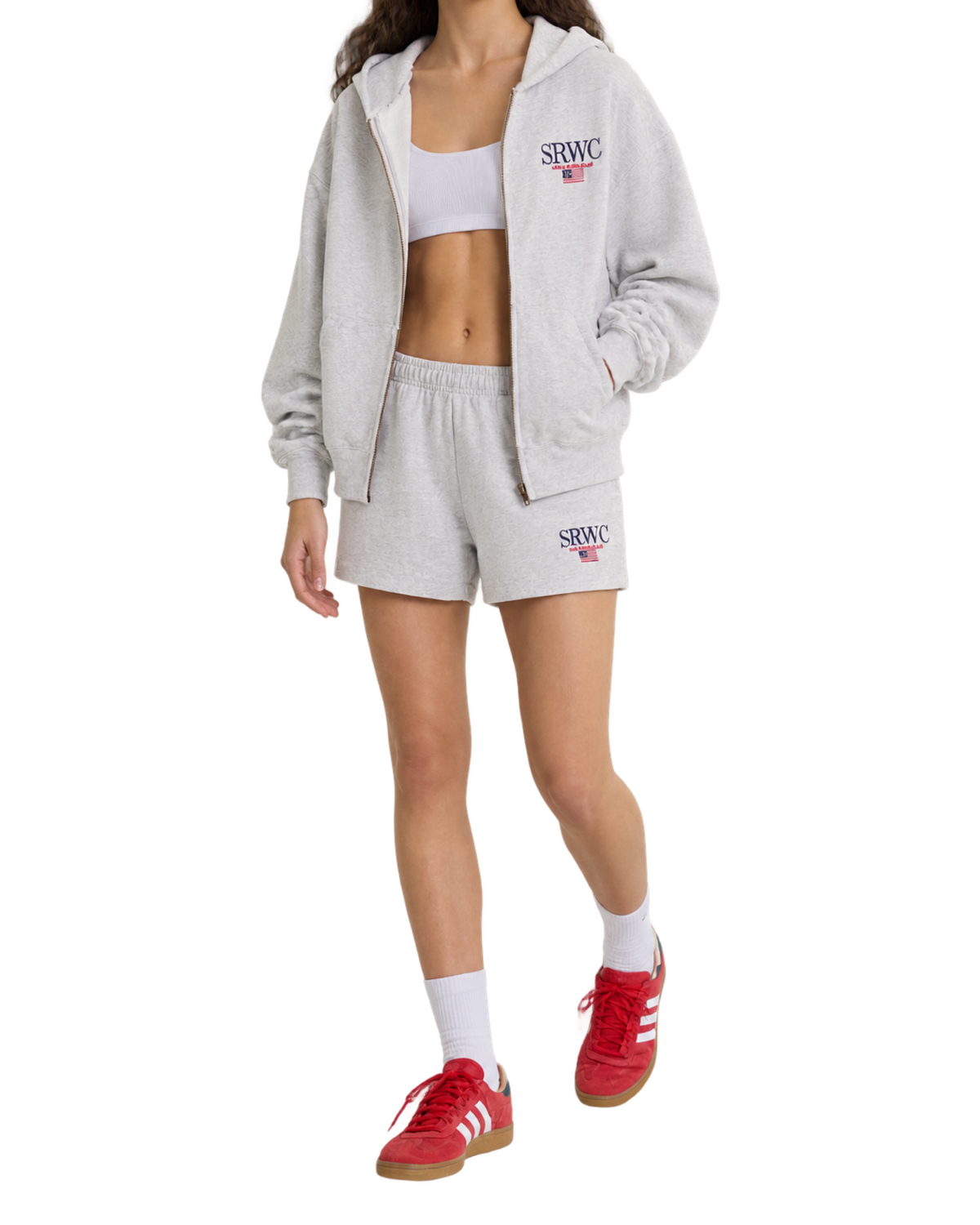 Nautical Embroidered Zip Hoodie - Heather Gray/Navy