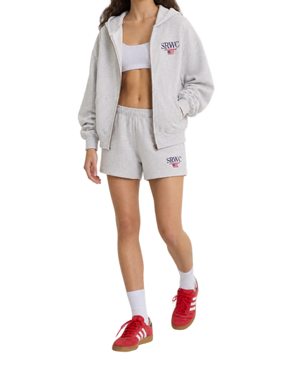 Nautical Embroidered Zip Hoodie - Heather Gray/Navy