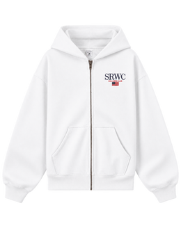 Nautical Embroidered Zip Hoodie - White