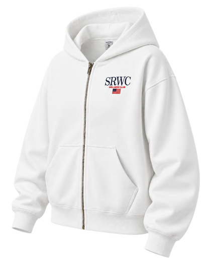 Nautical Embroidered Zip Hoodie - White