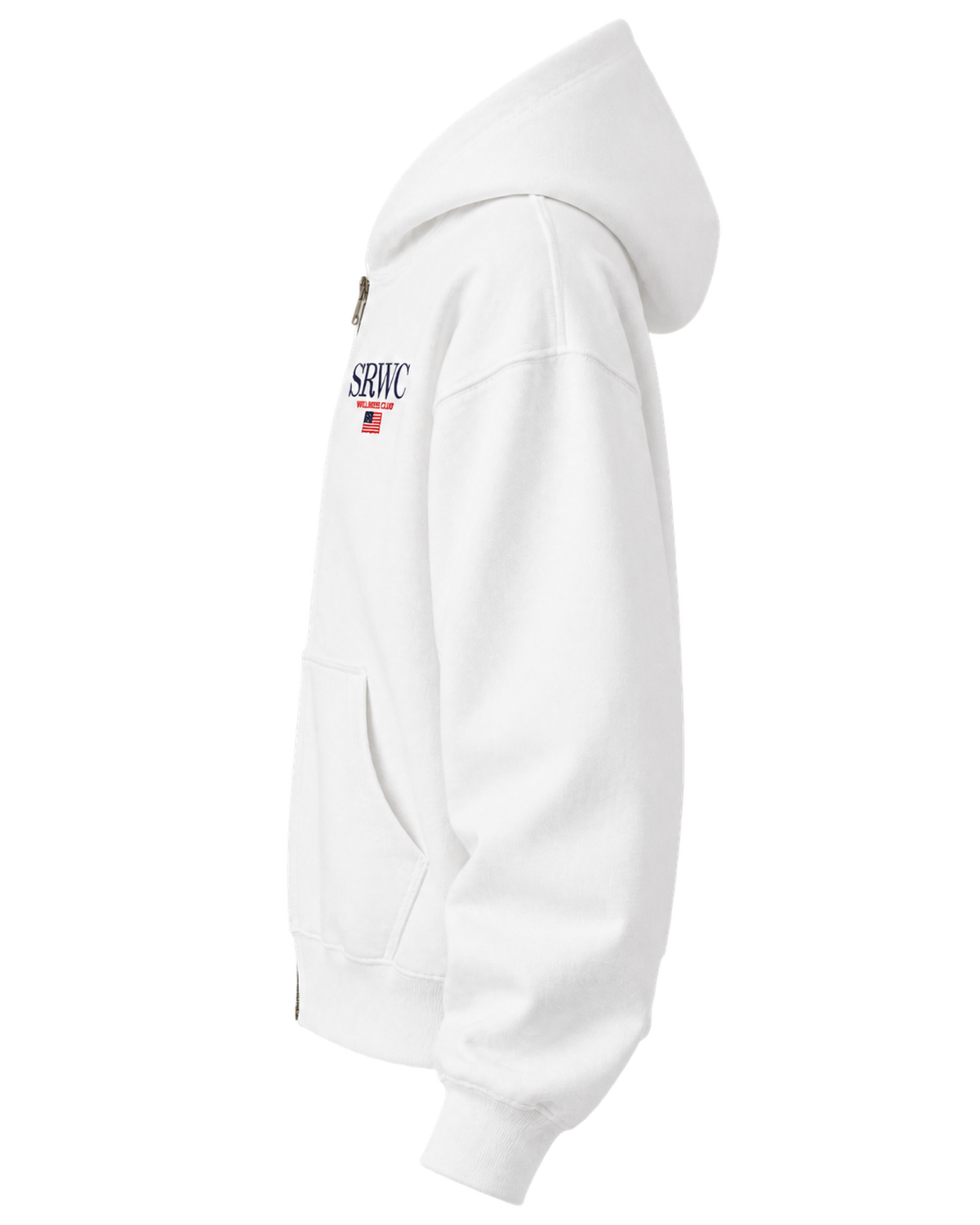 Nautical Embroidered Zip Hoodie - White