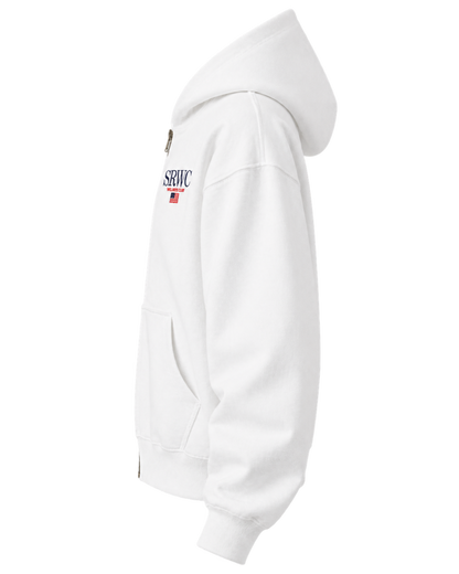 Nautical Embroidered Zip Hoodie - White
