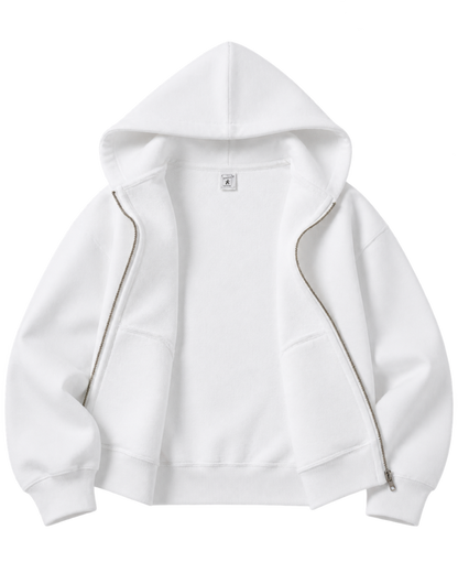 Nautical Embroidered Zip Hoodie - White