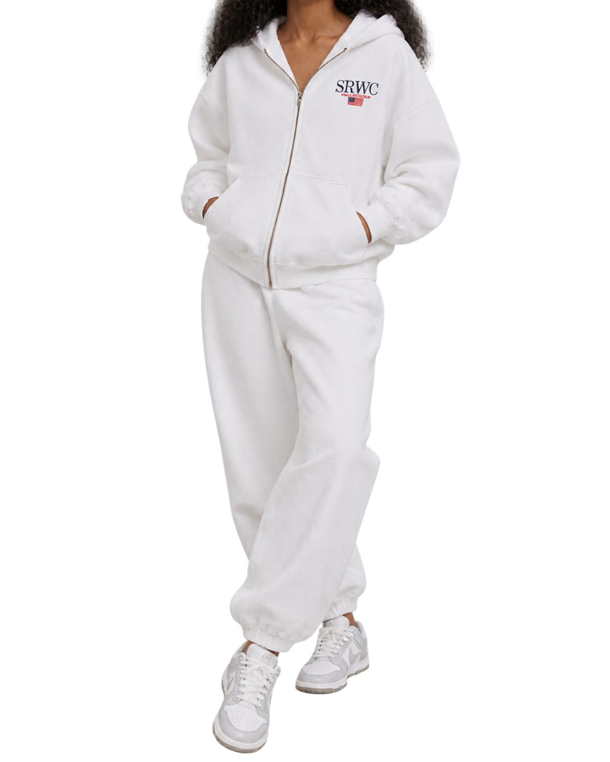 Nautical Embroidered Zip Hoodie - White