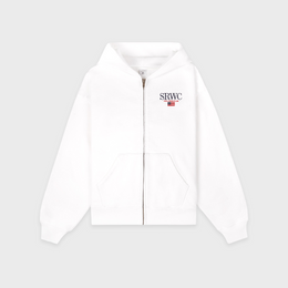 Nautical Embroidered Zip Hoodie - White