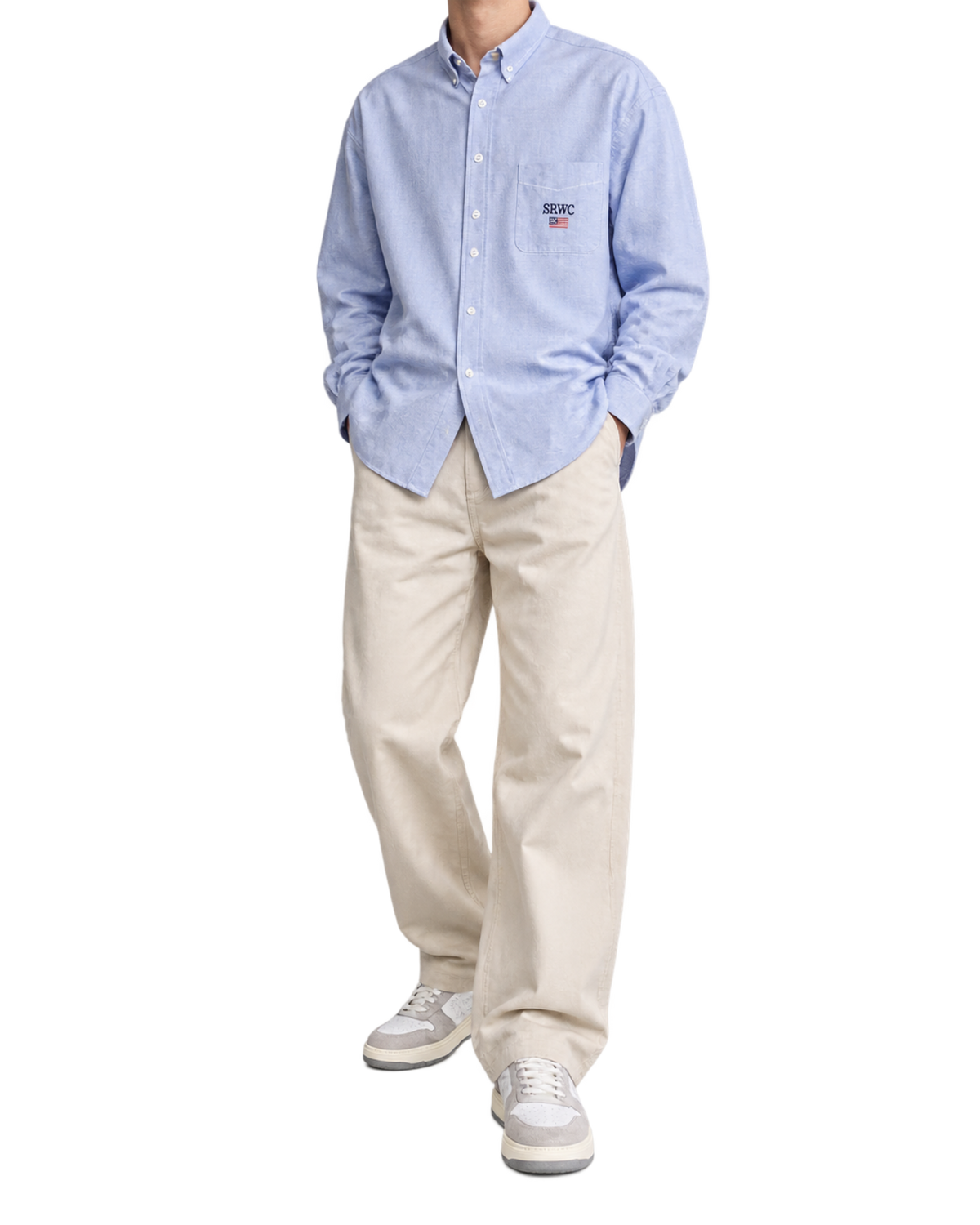 Nautical Oversized Oxford Shirt - Blue