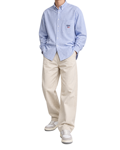 Nautical Oversized Oxford Shirt - Blue