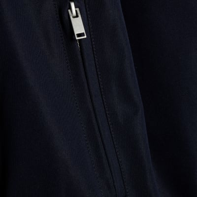 Navy Belted Bubble Hem Jacket