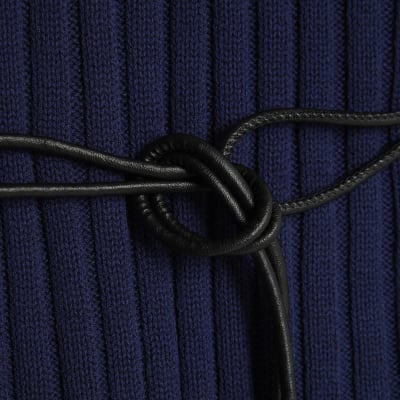 Navy Belted Knit ribbed tank top