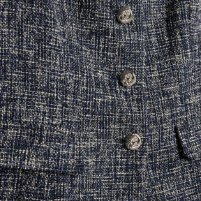 Navy Boucle High Neck Collared Waistcoat