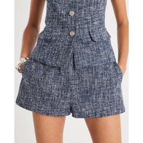 Navy Boucle Micro shorts