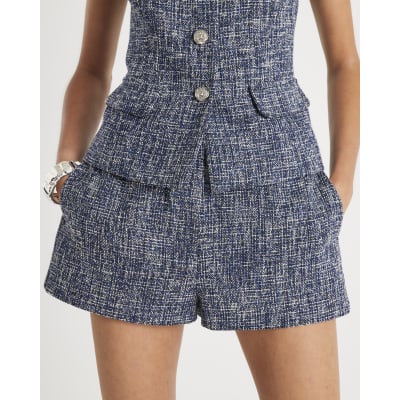 Navy Boucle Micro shorts