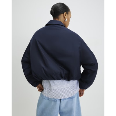 Navy Bubble Hem Jacket