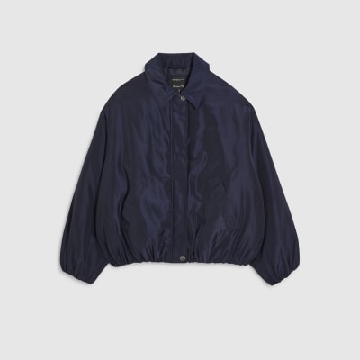 Navy Bubble Hem Jacket