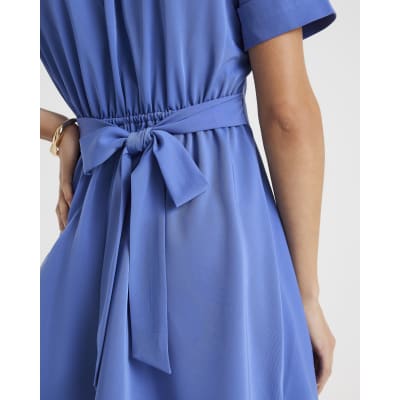 Navy Chain Detail Skater Mini Dress