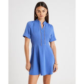 Navy Chain Detail Skater Mini Dress