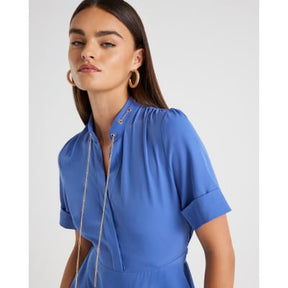 Navy Chain Detail Skater Mini Dress