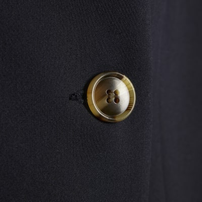 Navy Collarless Blazer