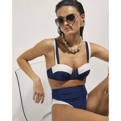 Navy Colour Block High Waisted Shaping Brief