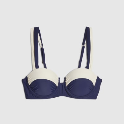 Navy Colour Block Shaping Bikini Top