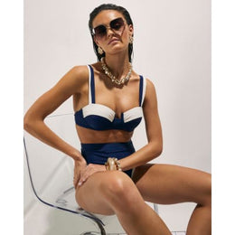 Navy Colour Block Shaping Bikini Top